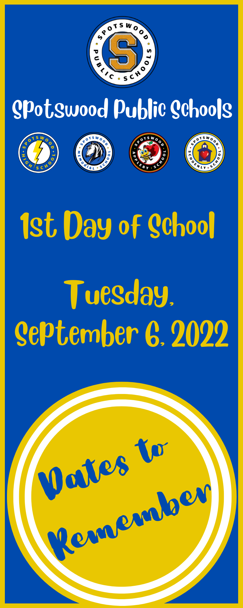 Dates to Remember - 1st Day of School Featured Photo