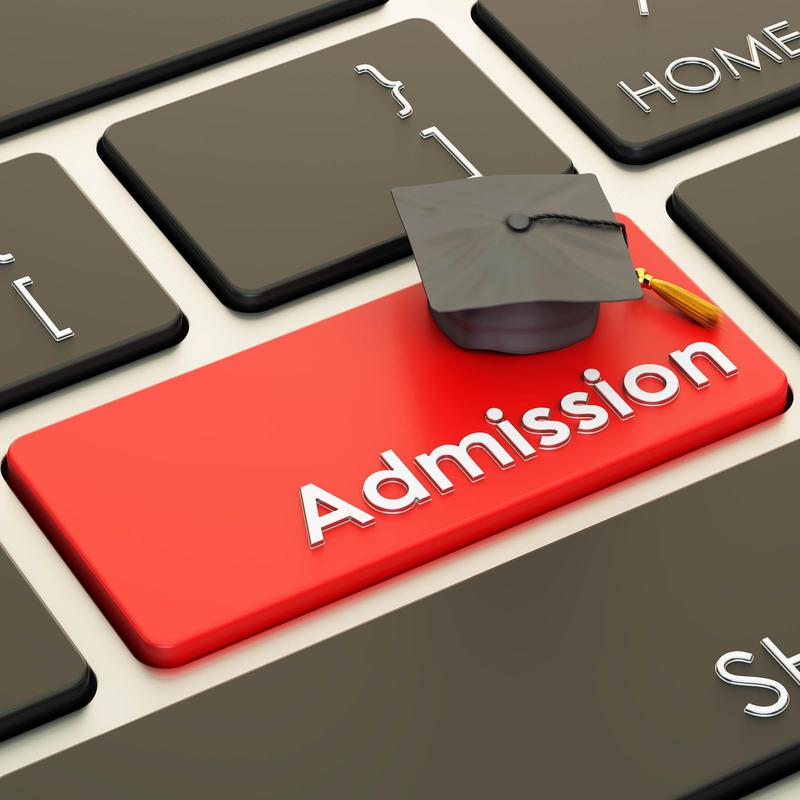 Red keyboard key labeled 'Admission' with a graduation cap on top.