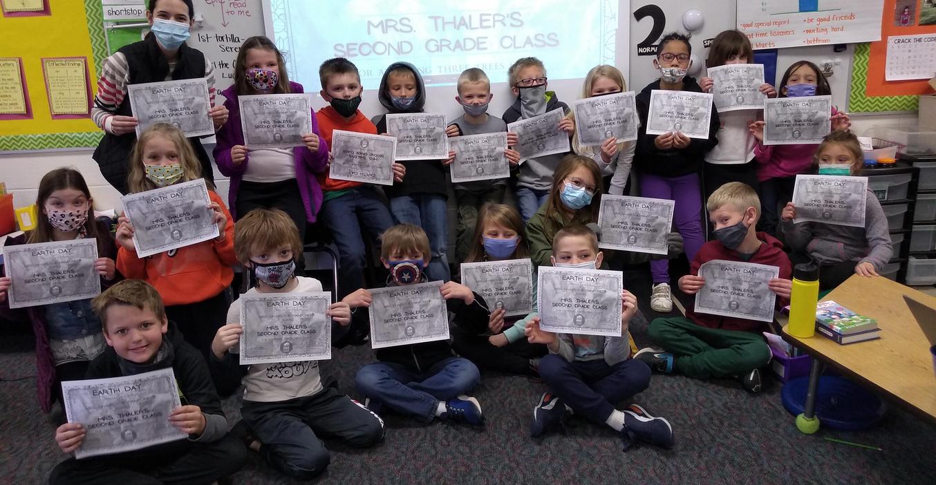 Mrs. Thaler's students were able to sponsor planting three trees in the rainforest for Earth Day.