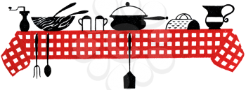 Table with food on it and red checkered table cloth