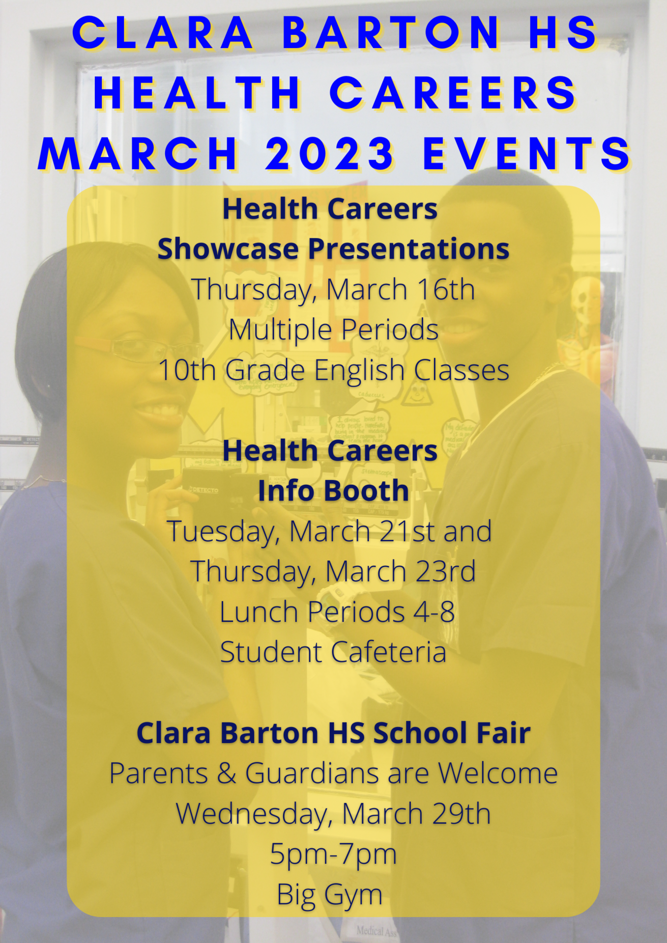 two students wearing scrubs