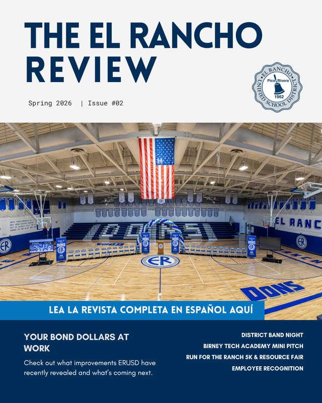 Cover of The El Rancho Review Spring 2026 Issue #02 featuring the ERHS gym.