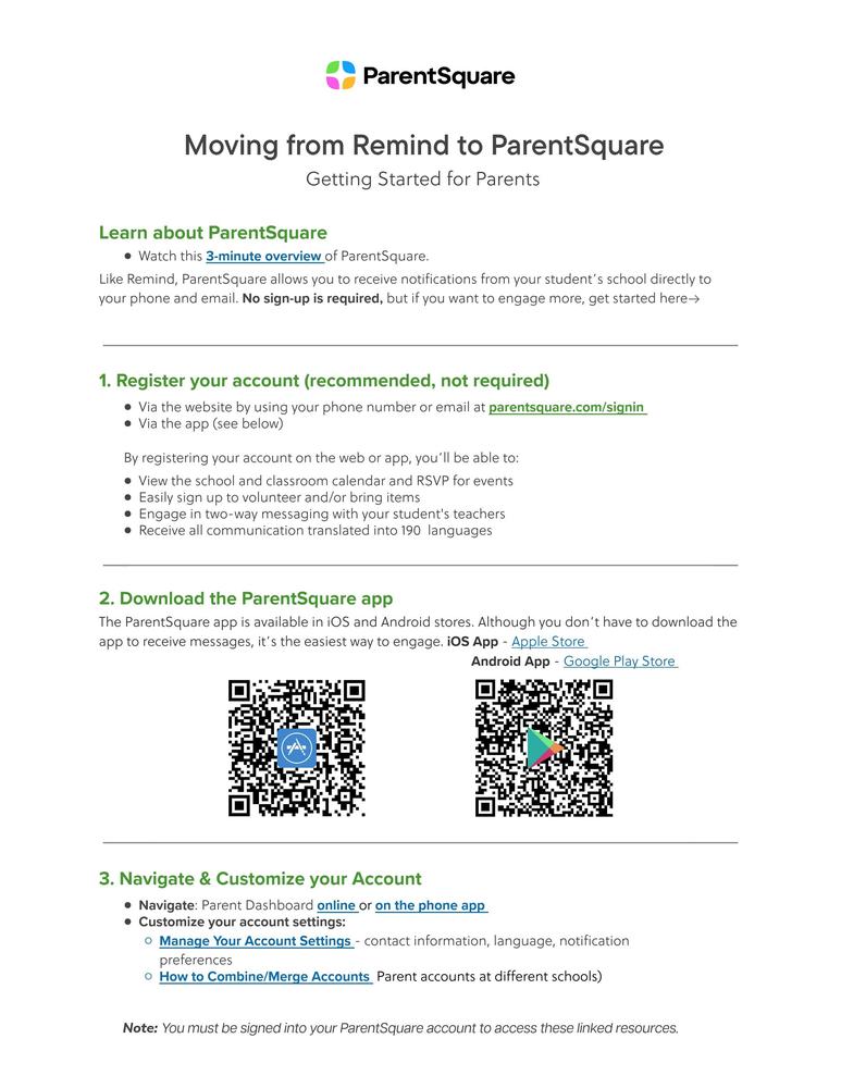 Parent Square Instructions
