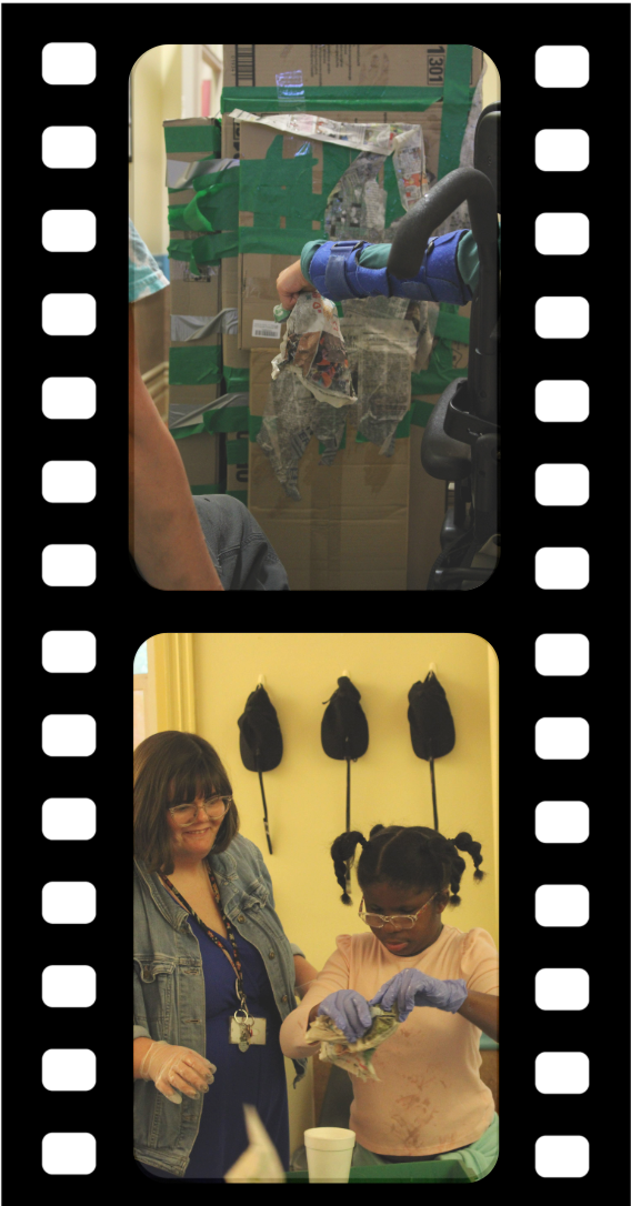 Student with papier-mache