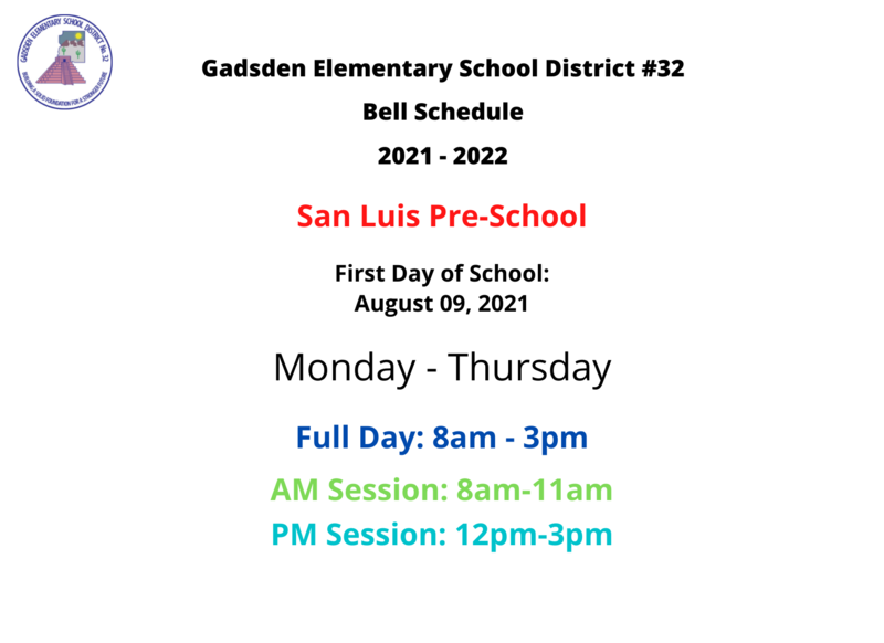San Luis Pre-School Schedule 2021-2022 Featured Photo