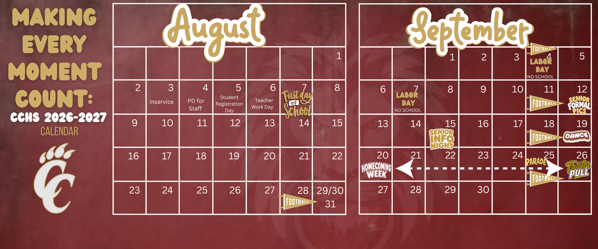 august - September calendar