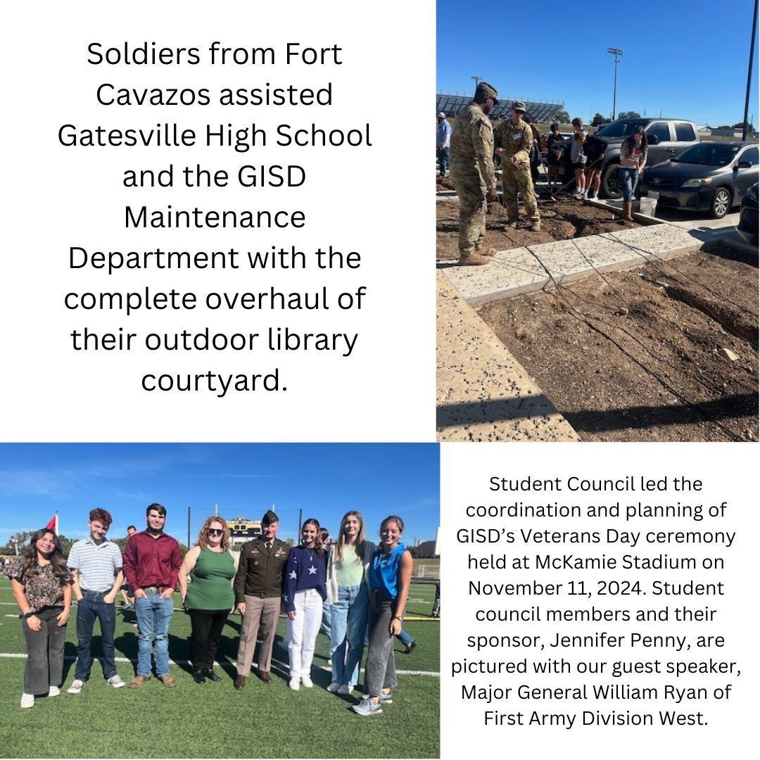 Outdoor library assistance and Veterans day ceremony
