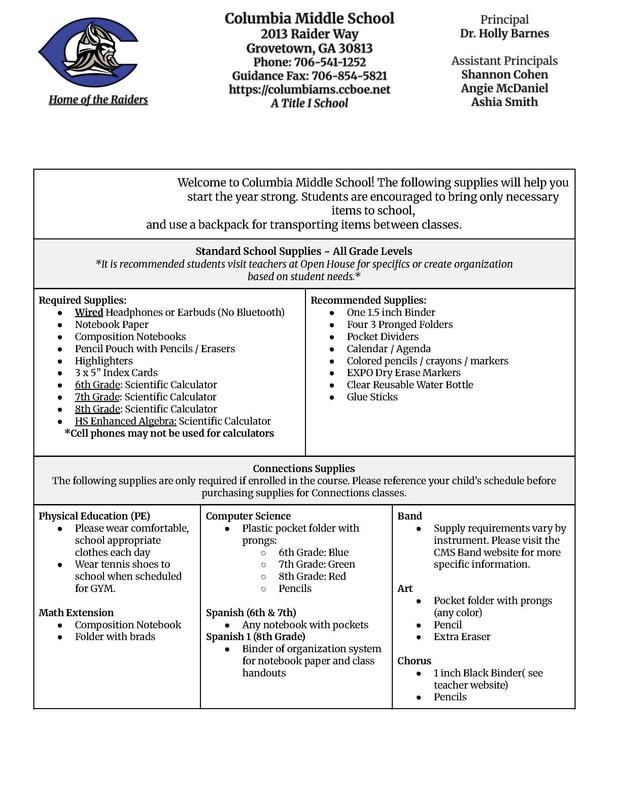 School Supply List