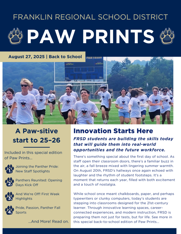 Franklin Regional Paw Prints Back to School Edition: Aug. 27, 2025