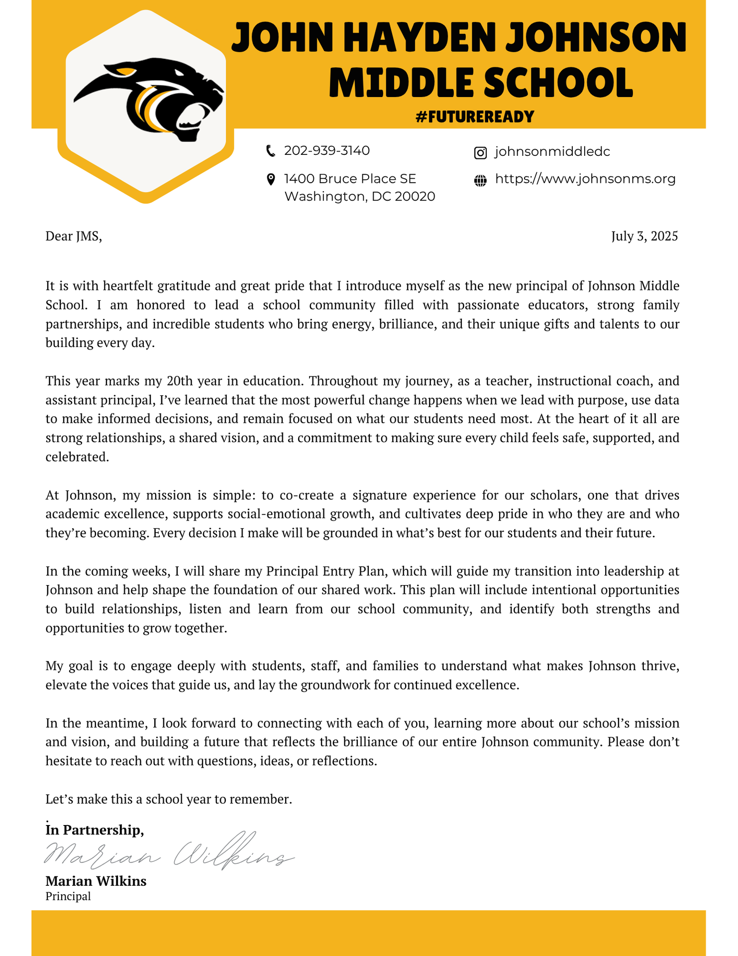 Welcome Letter