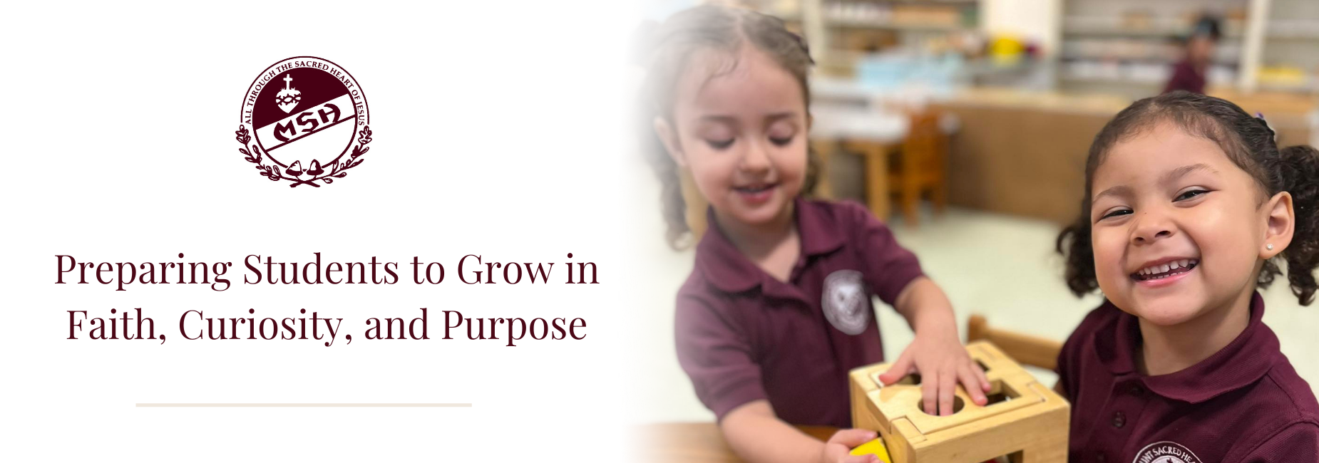 Students sorting blocks in Montessori classroom.