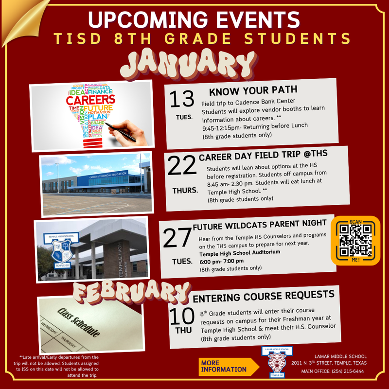 8th grade upcoming events