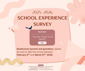 Pink school experience survey flyer 2025-2026
