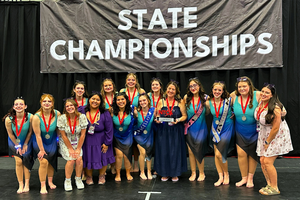 Frenship Colorguard Team at State Competition with silver medal