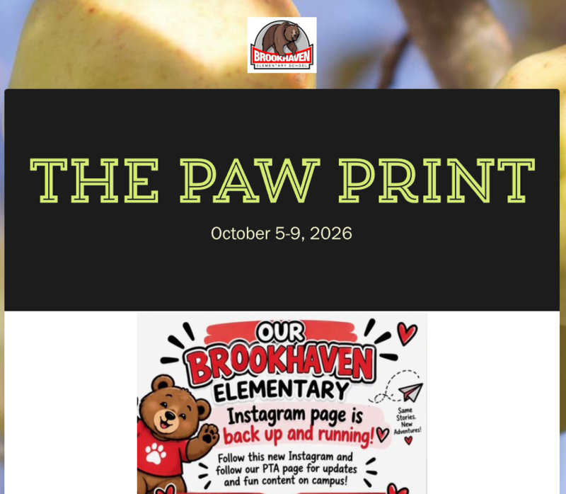 Paw Print Week of October 5th