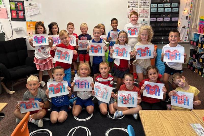 Mrs. Ward's Students display their finished pictures