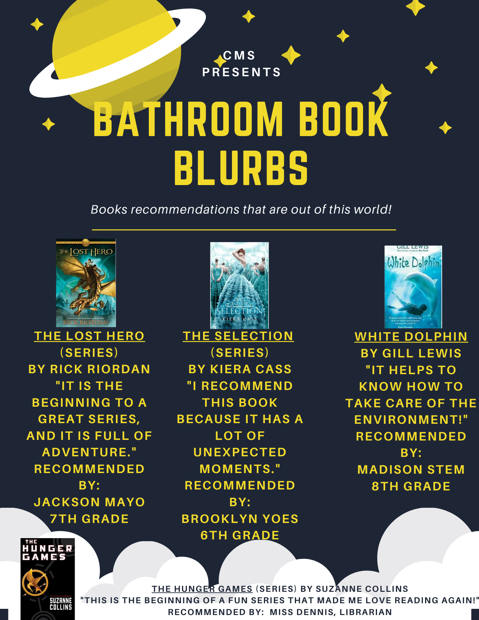 Bathroom Book Blurbs – Library – Community Middle School