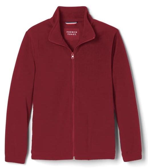 Red zip-up fleece jacket.