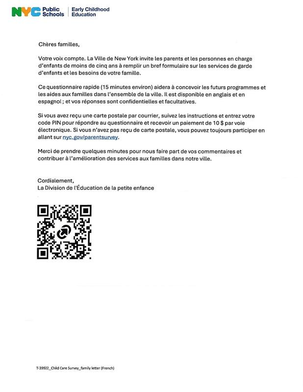 Early Childhood Survey about childcare. French