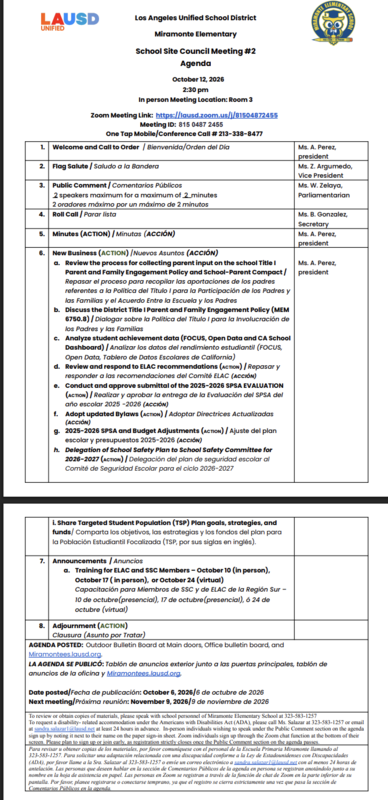 SSC Agenda