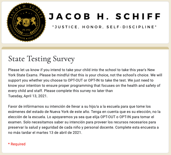 State Testing Survey Preview Image in English