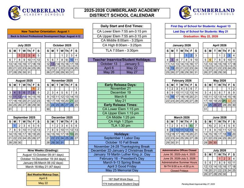 district school calendar