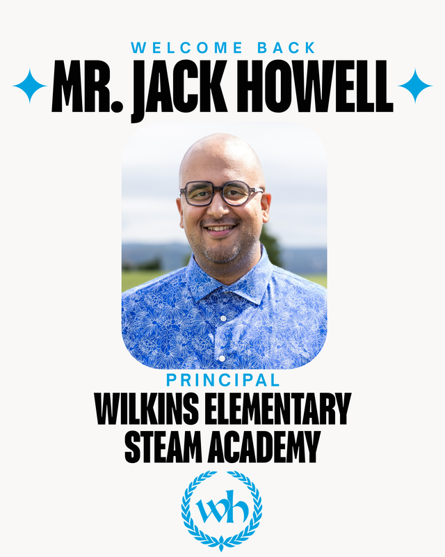 A graphic welcoming Jack Howell as principal