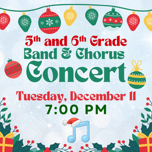 Chorus Concert text with Christmas decorations above and below the text