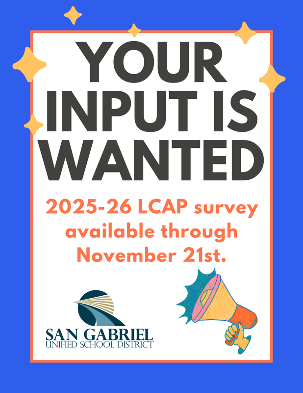 LCAP flyer with bold lettering and a cartoon megaphone