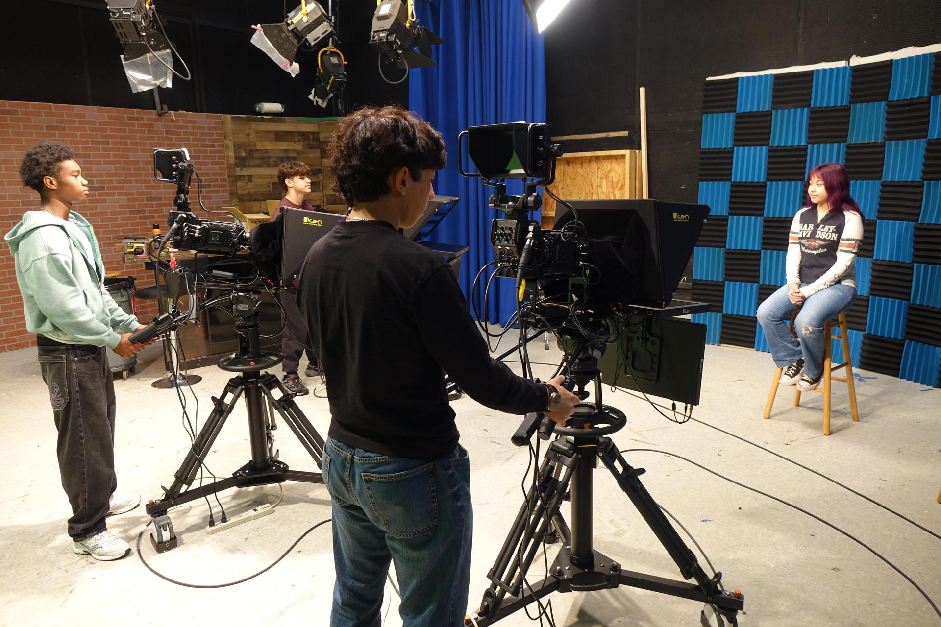 digital media students in the studio