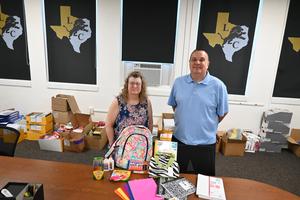 Donation of school supplies.