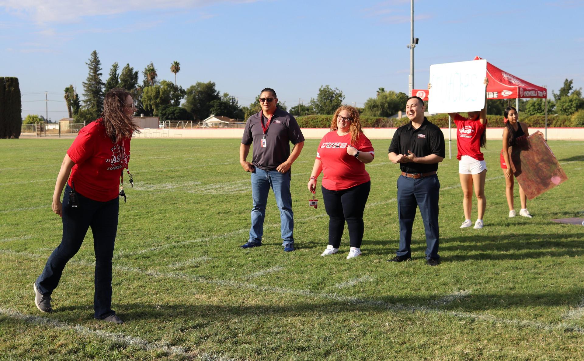 Students and staff enjoying the back to school rally