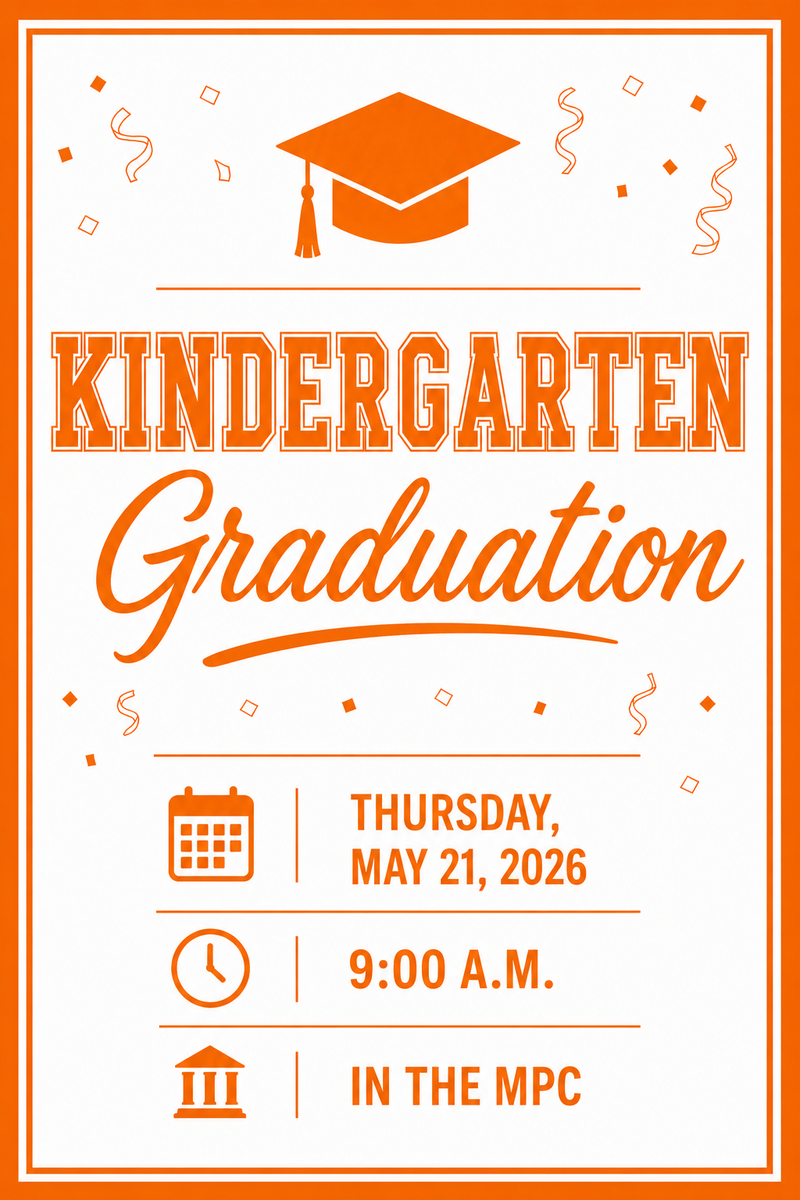 Kindergarten Graduation ~ Thur, May 21, 9:00 a.m. Featured Photo