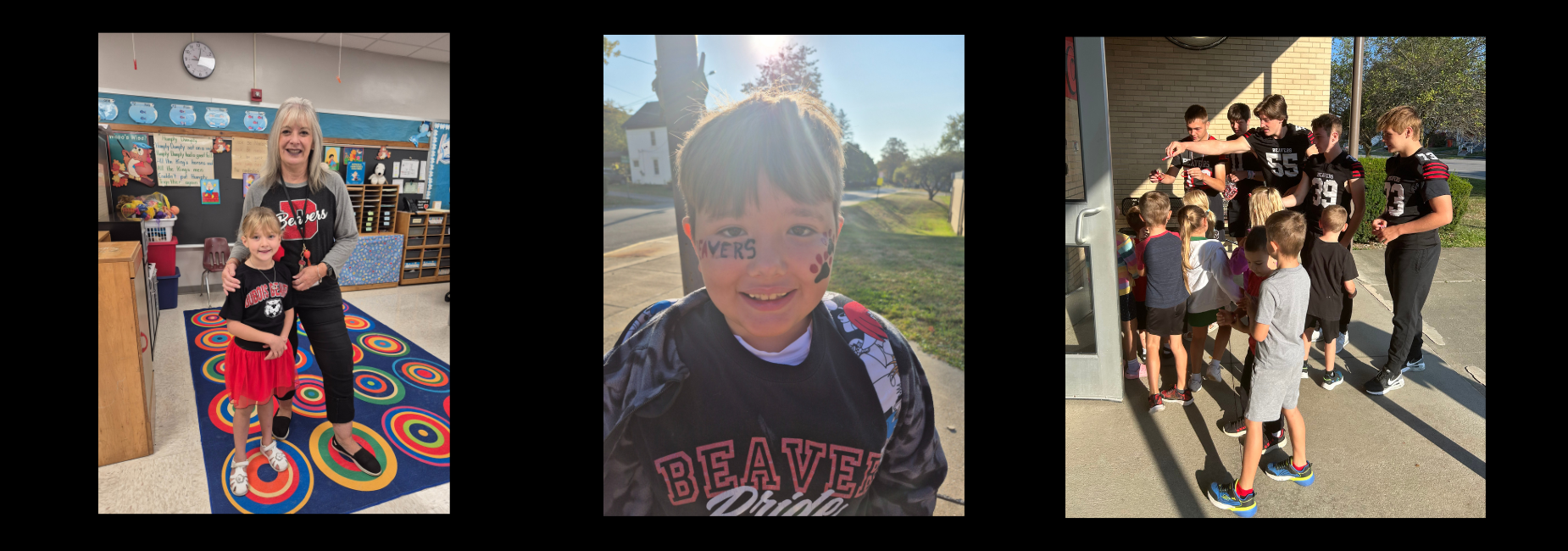 Photos of students and teachers dressed up in DuBois Beavers gear for Homecoming.