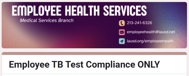 LAUSD TB Compliance Upload Form with hyperlink