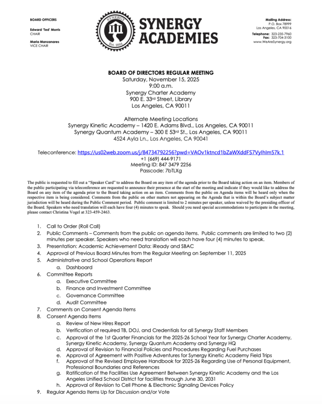 Board Meeting Agenda 11/15/25 Featured Photo