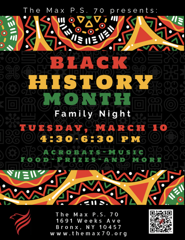Black History Month Flyer for March 10th from 4:30-6:30