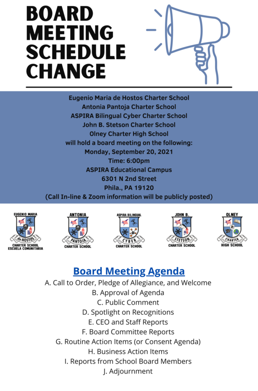 Board Meeting Schedule Change - 9/20/21 Featured Photo
