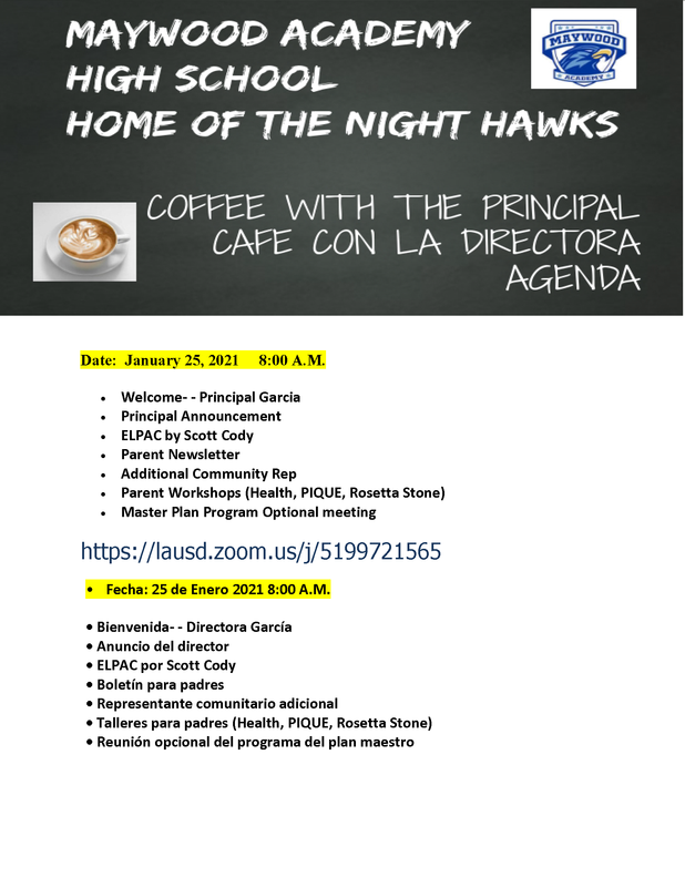 Notice for Coffee with the Principal