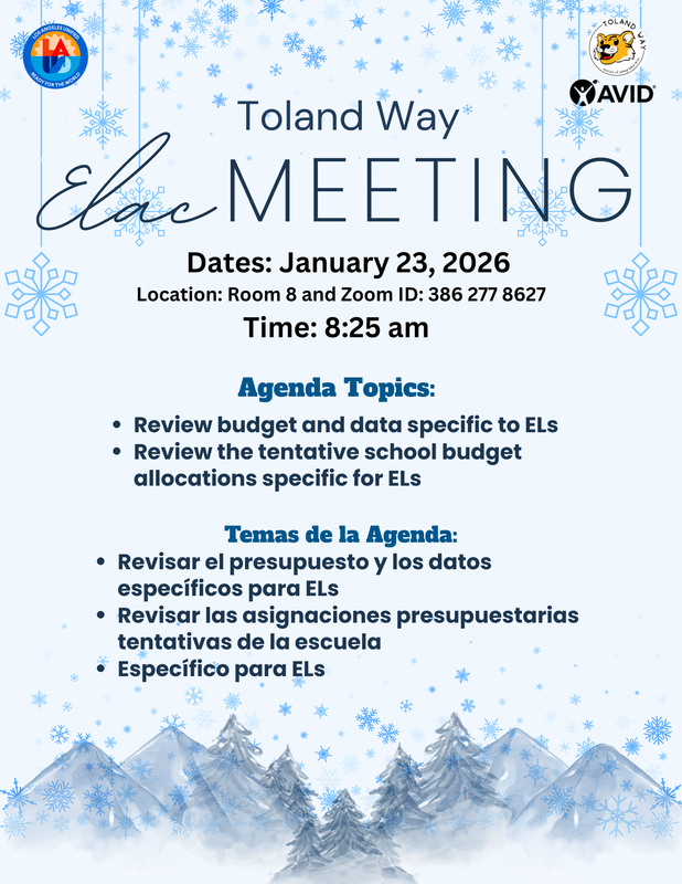 We invite you to join us for our ELAC meeting