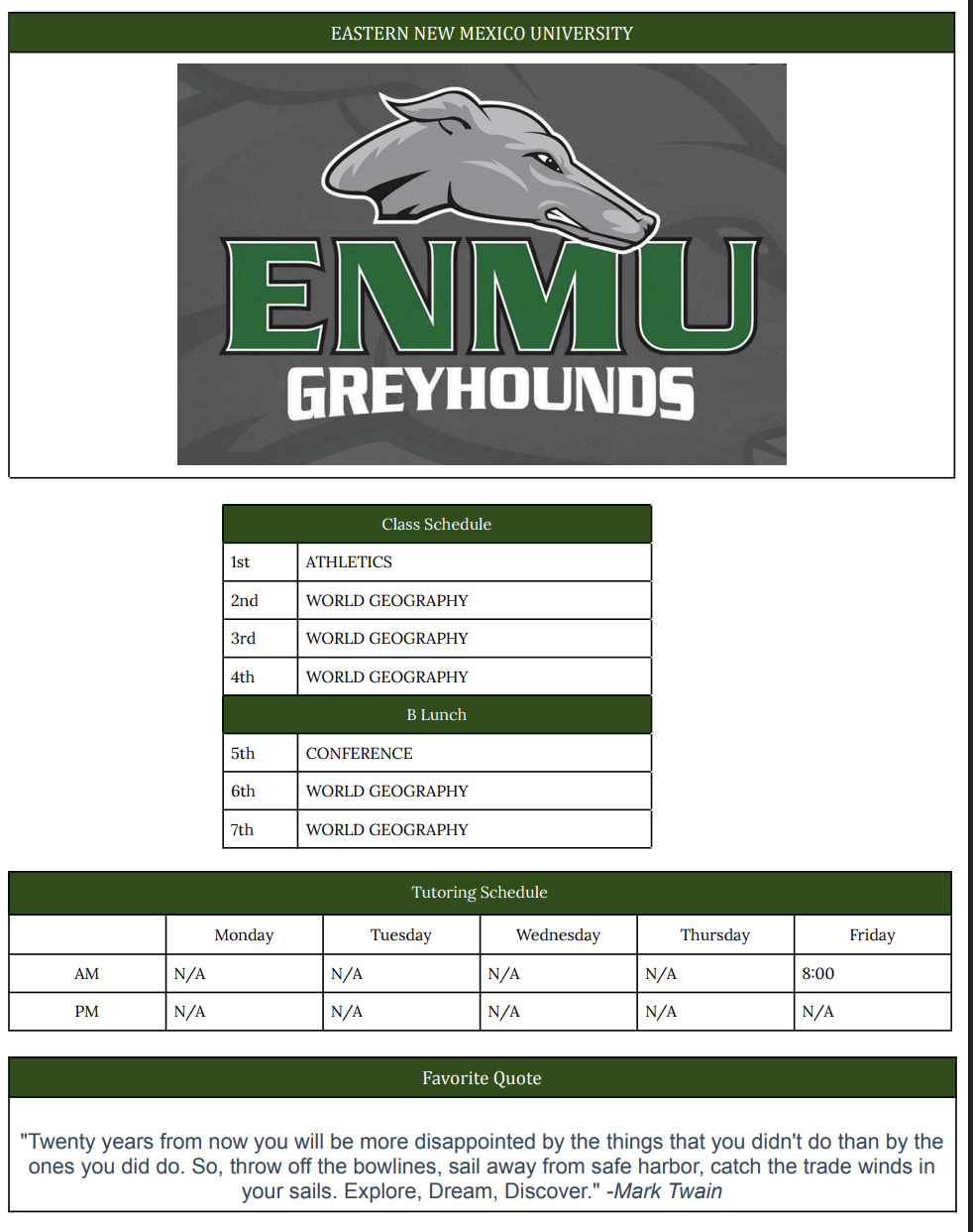 SCHEDULE