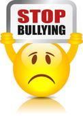 Sad face holding bullying sign