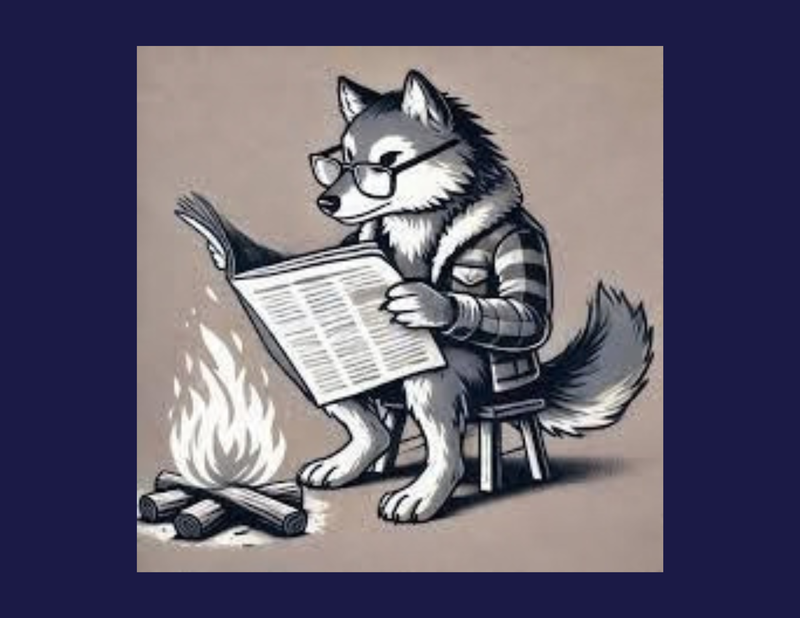 wolf reading a newspaper