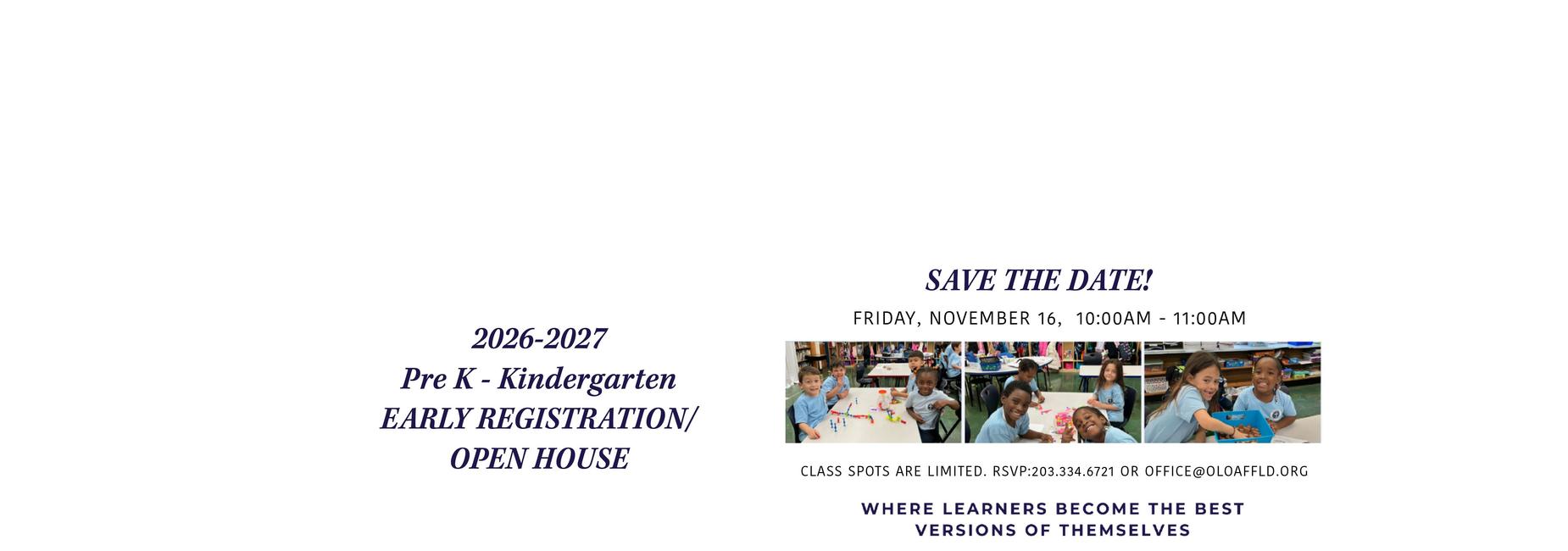 Save the date pre k - kindergarten early registration