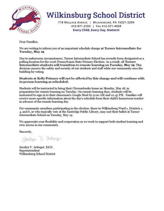 2026 Election Day Remote Learning Letter