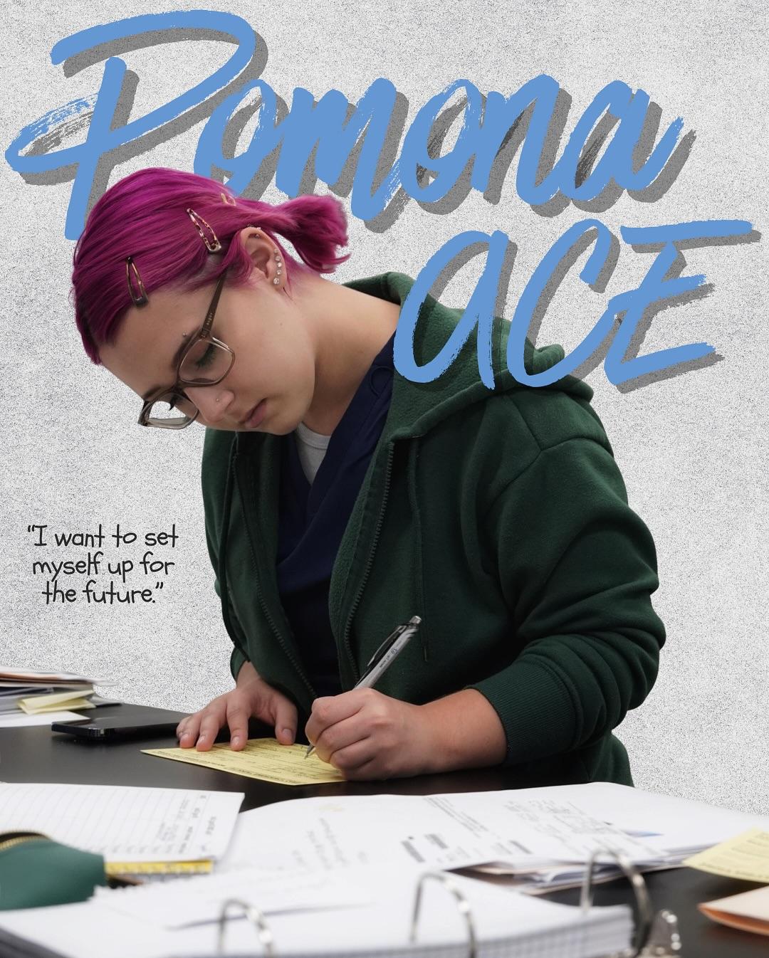 Pomona ACE heading in blue colored font