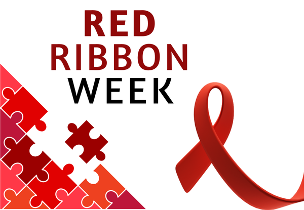 ribbon with puzzle pieces red ribbon week