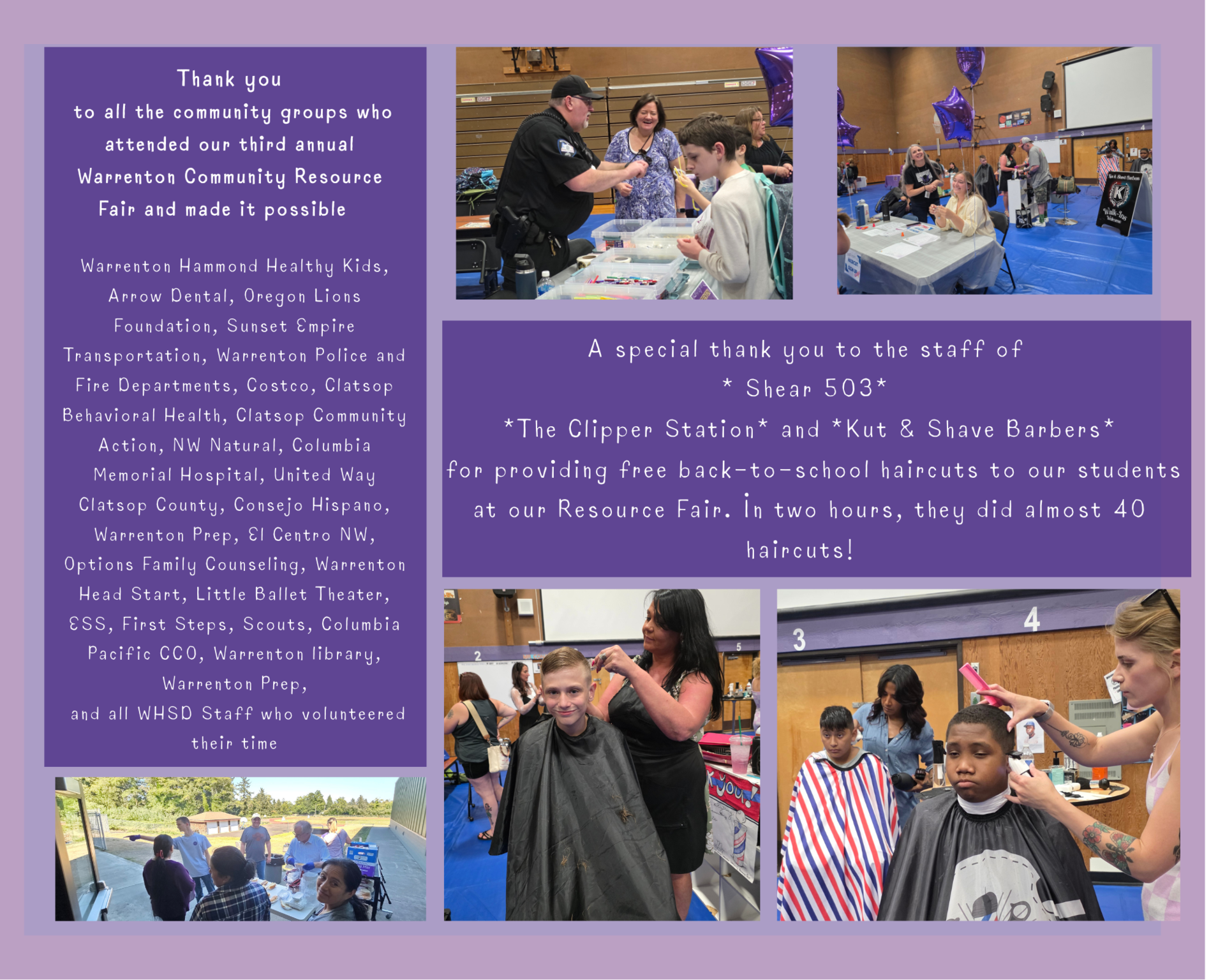 Thank you to our community partners and families.