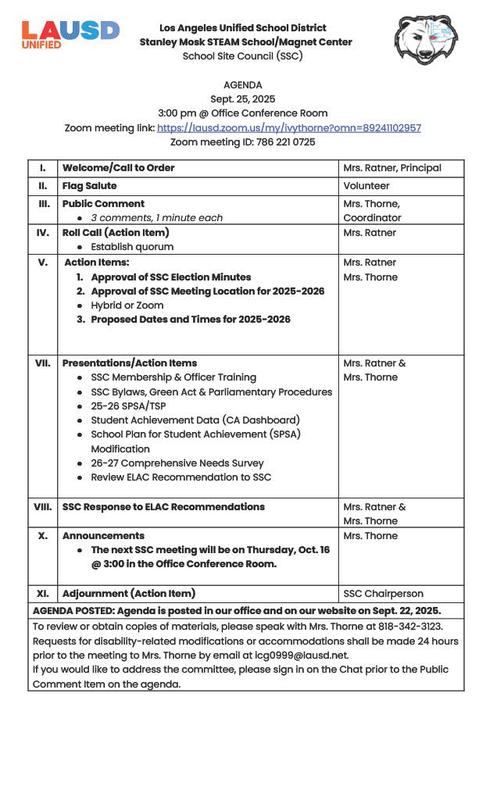 SSC Agenda English