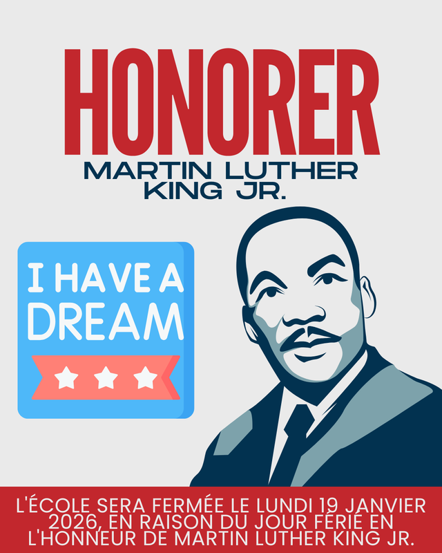 French- Picture of Martin Luther King Jr. with I have a dream logo